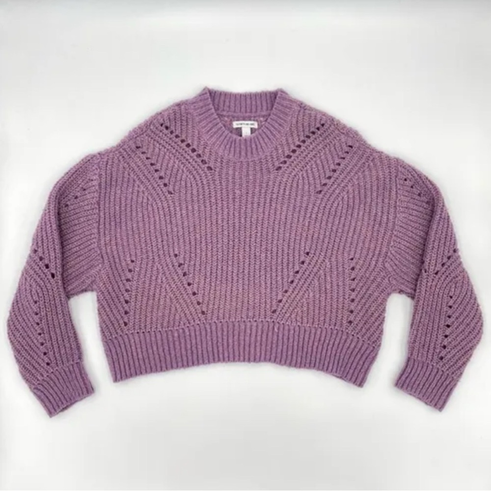Elizabeth and‎ James Women’s Oversized Purple Sweater Relaxed Fit Open Knit XL